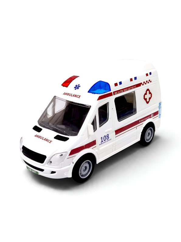 Realistic 108 Emergency Ambulance Toy Car – Pull-Back Van LMI13446