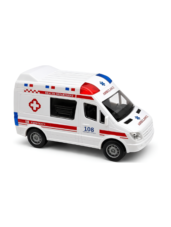 Realistic 108 Emergency Ambulance Toy Car – Pull-Back Van LMI13446