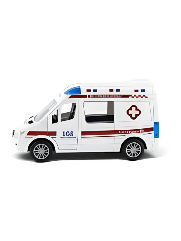 Realistic 108 Emergency Ambulance Toy Car – Pull-Back Van LMI13446