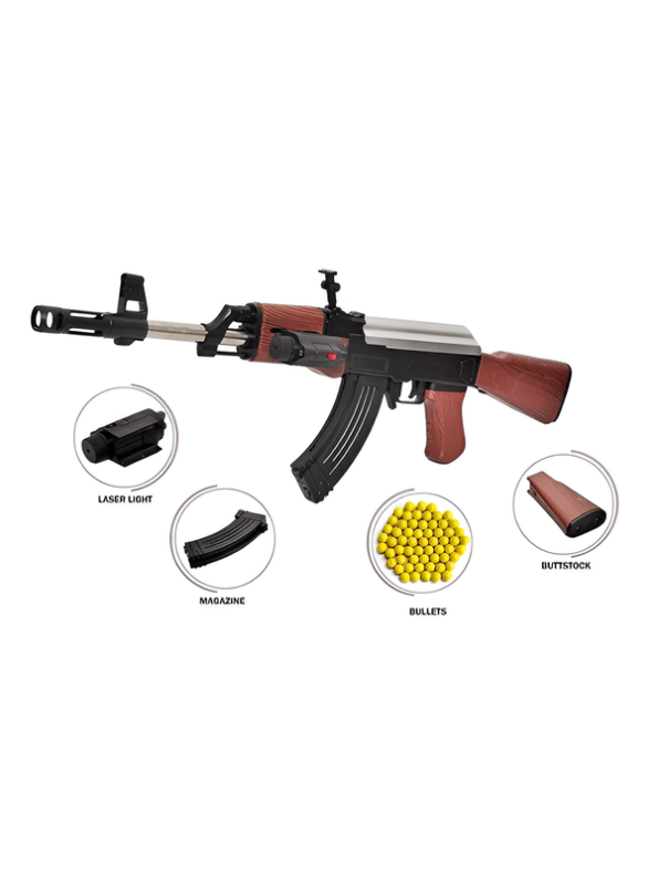 Realistic AK-47 Toy Assault Rifle Gun with BB Pellets & Detachable Parts LMI15340