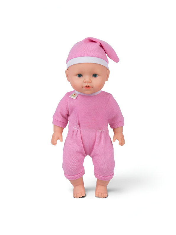 Realistic Pink Baby Doll Play Set with Changing Accessories & Pillow – 12-Inch Cute Newborn Doll in Pink Jumpsuit and Pajama Hat, Pretend Play Care Kit TV4184