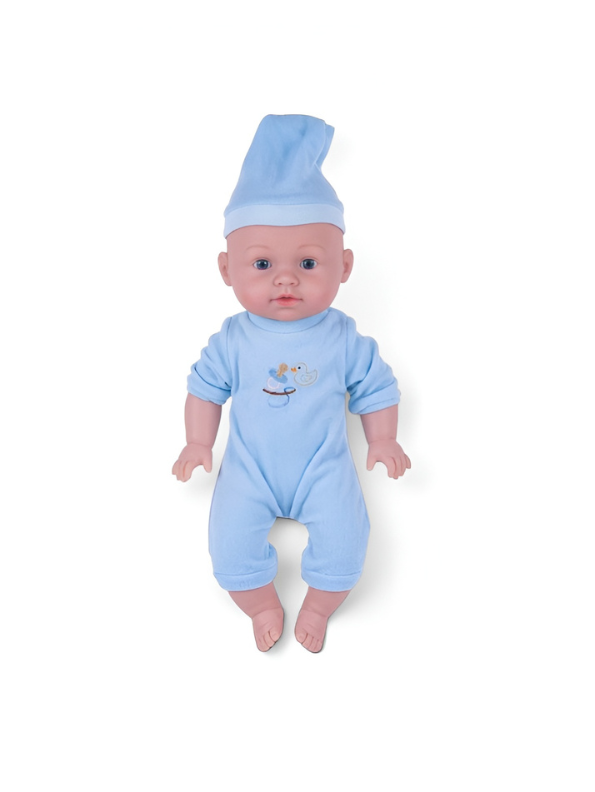 Realistic Blue Baby Doll Play Set with Changing Accessories & Pillow – 12-Inch Cute Newborn Doll in Pink Jumpsuit and Pajama Hat, Pretend Play Care Kit TV4184