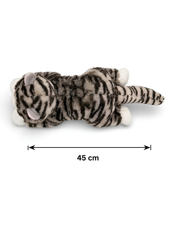 Realistic Grey Tabby Cat Plush Toy - 45cm Life-Size Stuffed Animal Kitten with Blue Eyes ST14593.