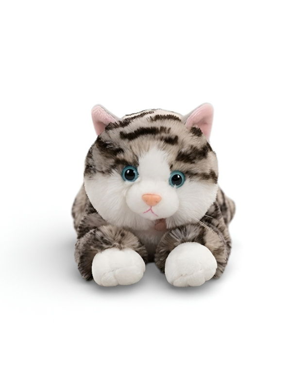 Realistic Grey Tabby Cat Plush Toy - 45cm Life-Size Stuffed Animal Kitten with Blue Eyes ST14593.
