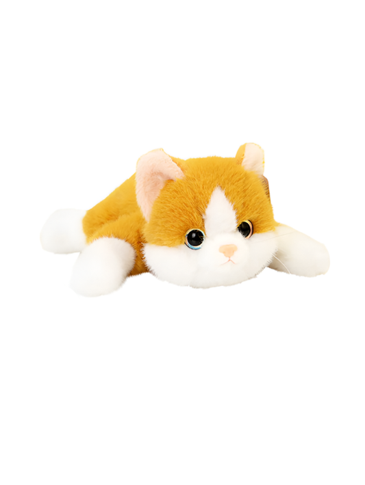Realistic Kitten Plush Toy – Cute Lying Cat Soft Stuffed Animal Brown ST15158.