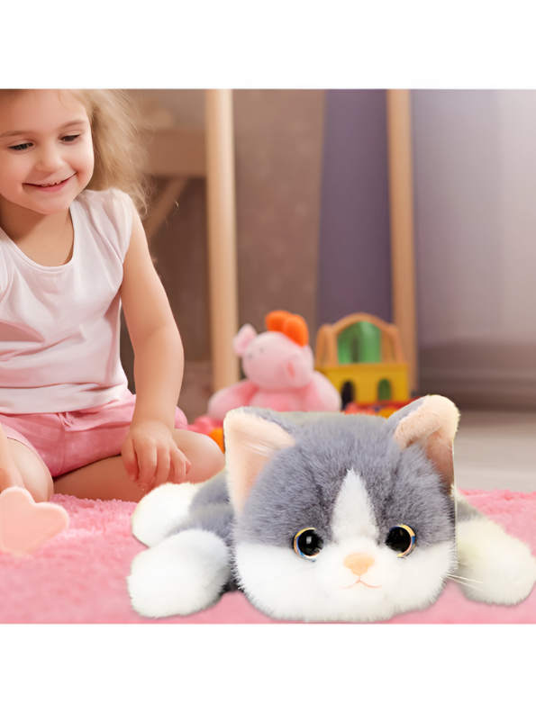 Realistic Kitten Plush Toy – Cute Lying Cat Soft Stuffed Animal ST15158.