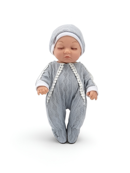 Realistic Sleeping Reborn Baby Doll with Grey Knit Outfit LMI16698.