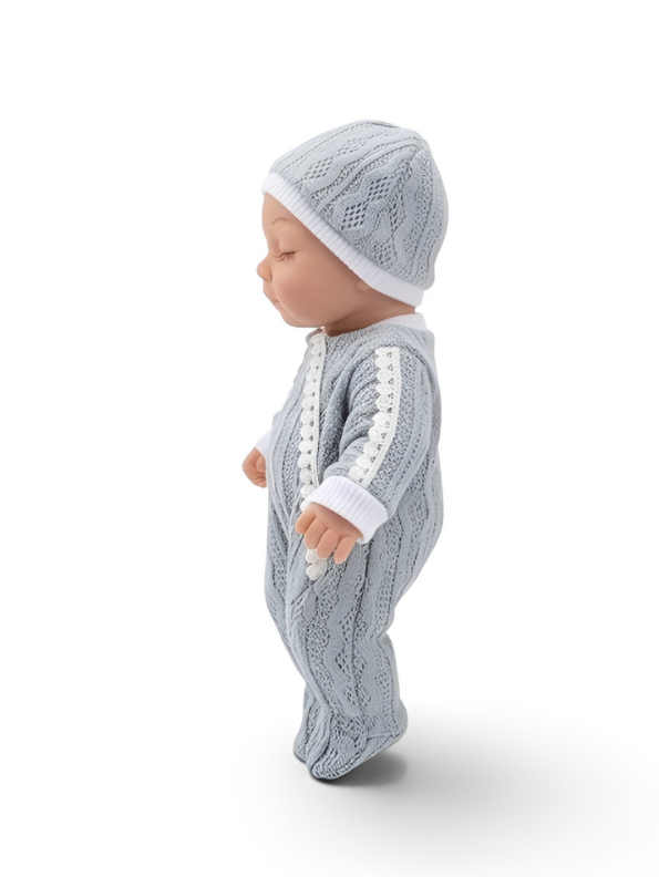 Realistic Sleeping Reborn Baby Doll with Grey Knit Outfit LMI16698.