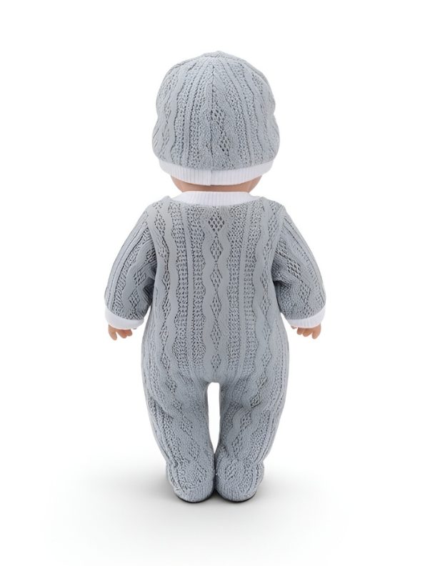 Realistic Sleeping Reborn Baby Doll with Grey Knit Outfit LMI16698.