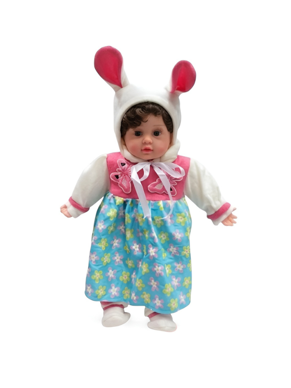 Reborn Baby Girl Doll with Pink Bunny Outfit & Floral Spring Dress TV4365.