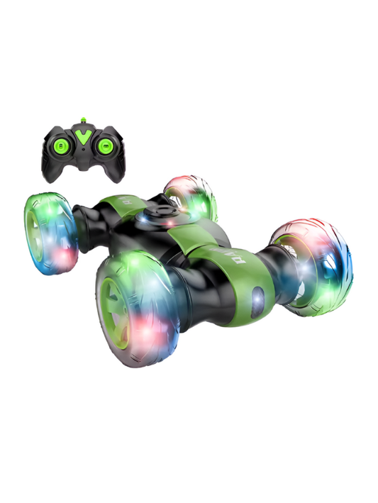 Rechargeable Hand Sensor RC Stunt Car Toy – Remote Control Car with Gesture Sensing & Light-Up Wheels Green LMI14209.