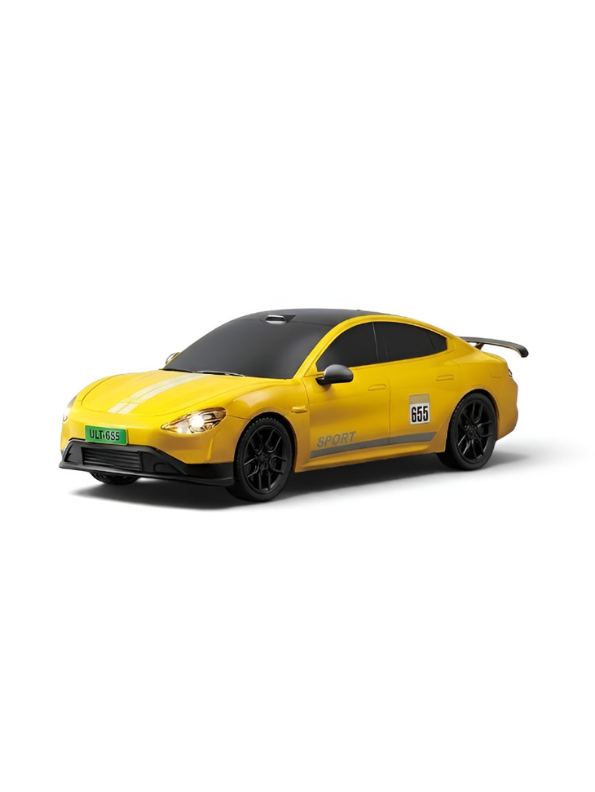 Rechargeable Remote Control EV New Energy Car Toy with 2.4GHz Remote & Toy Charging Station – Yellow High-Speed Electric RC Car for Kids Ages 6+ TV7341