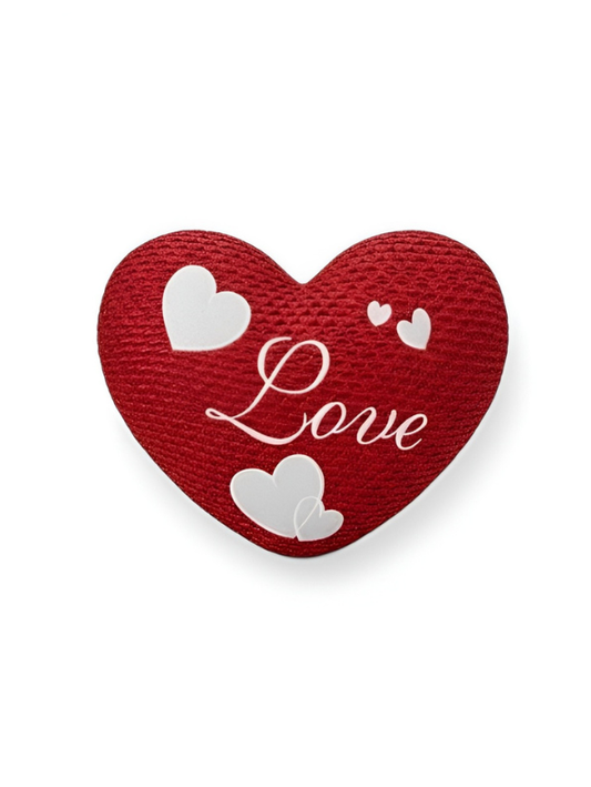 30cm Red Heart-Shaped Decorative Pillow - Soft Plush "Love" Cushion with Embroidered Hearts ST16415.