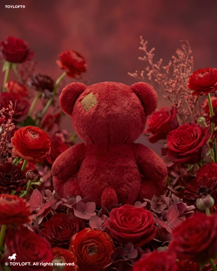 Red Patchwork Teddy Bear Plush Toy – 7" Soft Stuffed Animal Soft Toy ST15028