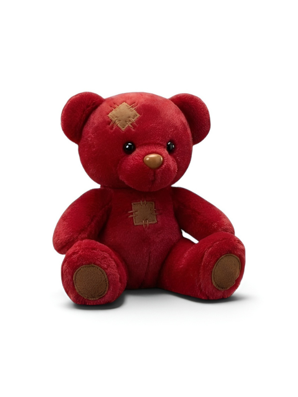 Red Patchwork Teddy Bear Plush Toy – 7" Soft Stuffed Animal Soft Toy ST15028