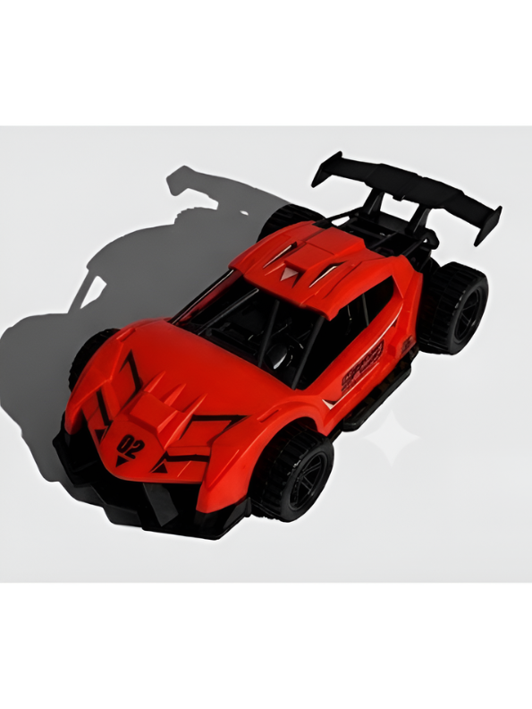 Red Sport Racing Toy Car with Rear Spoiler - High-Speed Design Diecast Style Model LMI16820