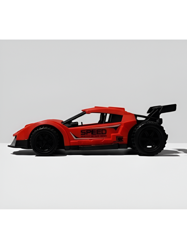 Red Sport Racing Toy Car with Rear Spoiler - High-Speed Design Diecast Style Model LMI16820