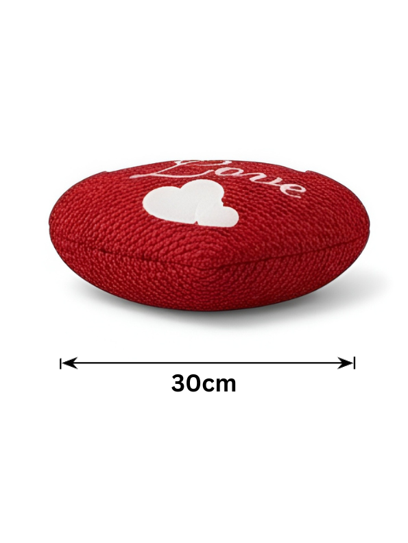30cm Red Heart-Shaped Decorative Pillow - Soft Plush "Love" Cushion with Embroidered Hearts ST16415.