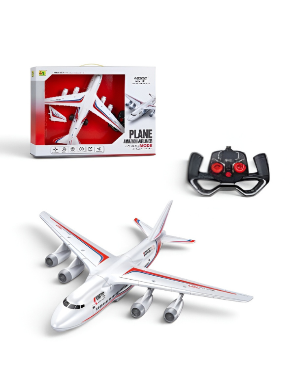 Remote Control Airplane Toy – RC Aviation Airliner with 4-Engine Design & Steering Remote, White Toy Passenger Plane for Kids and Aviation Enthusiasts TV5445