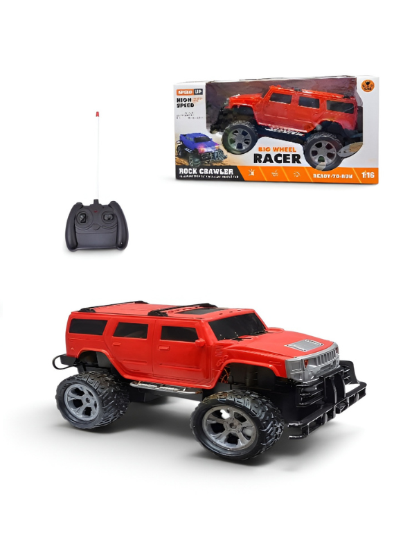 Remote Control Big Wheel Racer Rock Crawler – 1:16 Scale Red RC Monster Truck Toy SUV with Remote TV5463