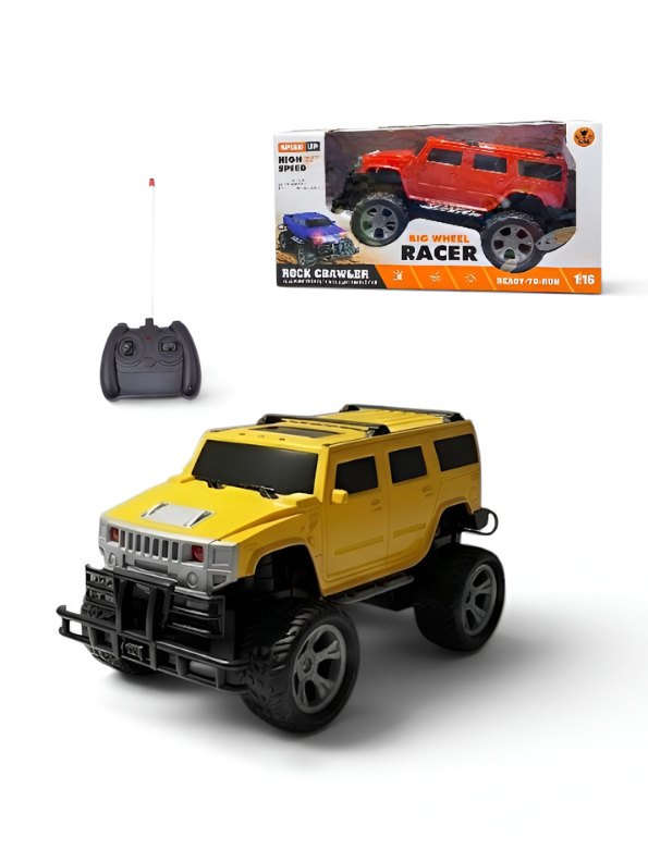 Remote Control Big Wheel Racer Rock Crawler – 1:16 Scale Yellow RC Monster Truck Toy SUV with Remote TV5463