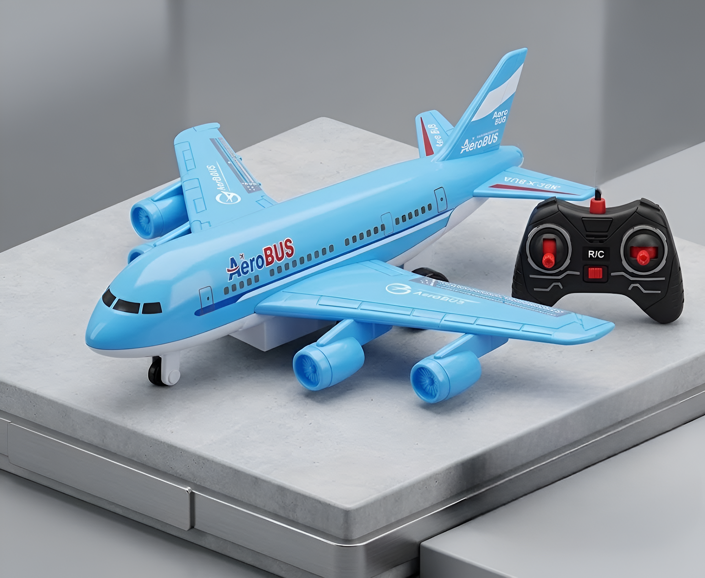Remote Control Blue Passenger Airplane – Toy Jet with LED Lights and Music TV227 .