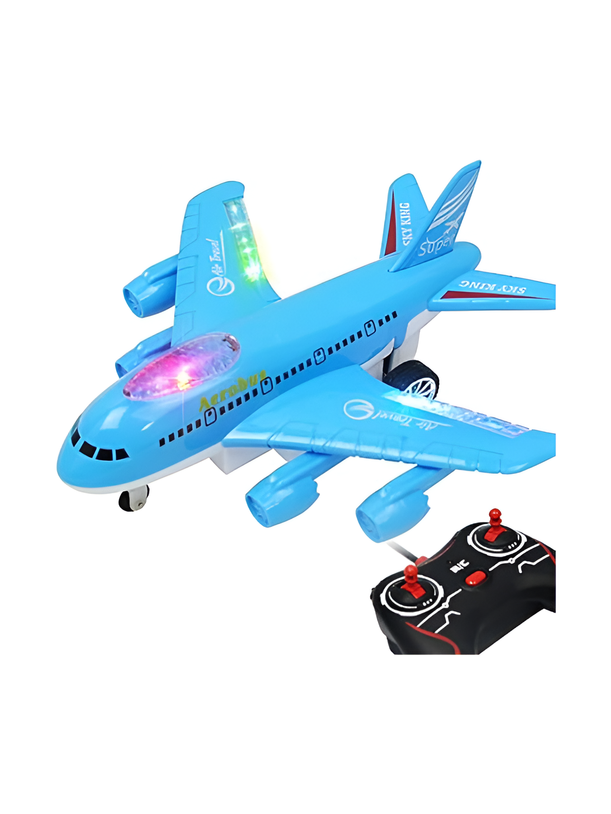 Remote Control Blue Passenger Airplane – Toy Jet with LED Lights and Music TV227 .