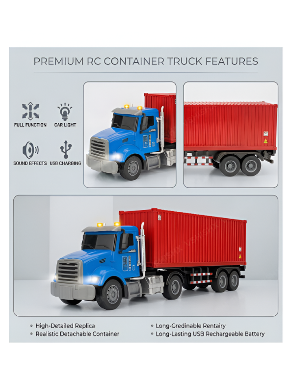 Remote Control Cargo Transport Semi Truck - 2.4GHz Remote Control Tractor Trailer with Lights Sound Rechargeable Battery Blue Red Freight Truck NX16585.