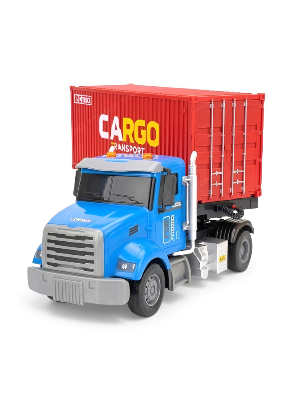 Remote Control Cargo Transport Semi Truck - 2.4GHz Remote Control Tractor Trailer with Lights Sound Rechargeable Battery Blue Red Freight Truck NX16585.