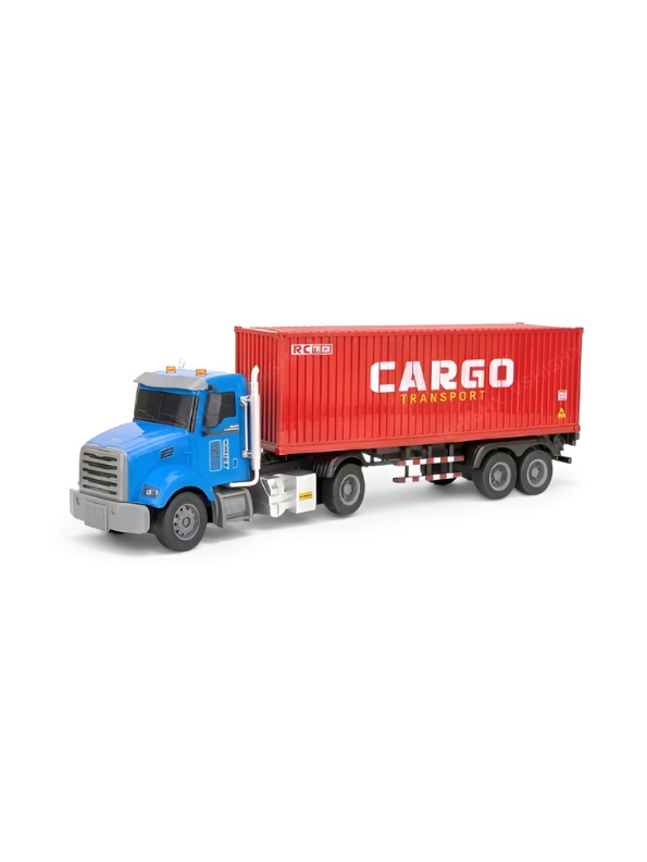 Remote Control Cargo Transport Semi Truck - 2.4GHz Remote Control Tractor Trailer with Lights Sound Rechargeable Battery Blue Red Freight Truck NX16585.