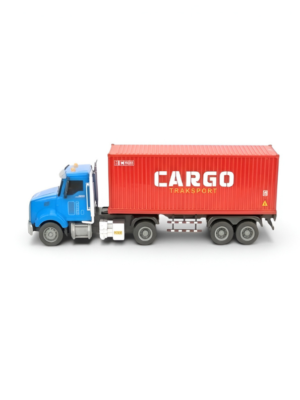 Remote Control Cargo Transport Semi Truck - 2.4GHz Remote Control Tractor Trailer with Lights Sound Rechargeable Battery Blue Red Freight Truck NX16585.