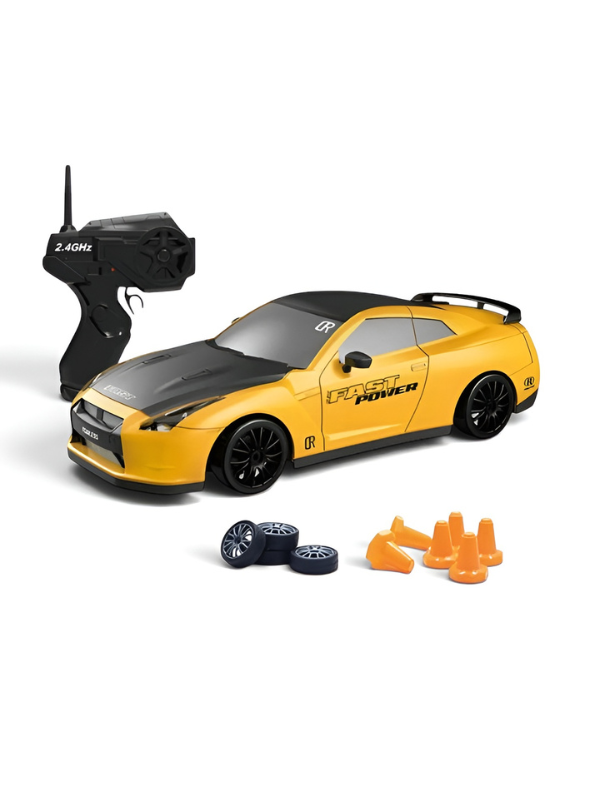 Yellow Remote Control Drift Car High-Speed Racing Car with LED Lights LMI16860.