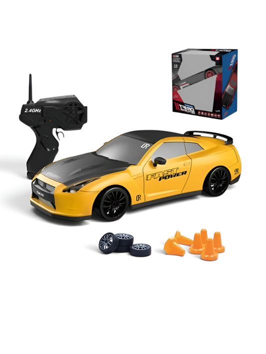 Yellow Remote Control Drift Car High-Speed Racing Car with LED Lights LMI16860.