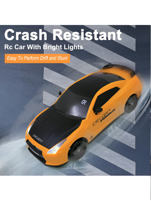 Yellow Remote Control Drift Car High-Speed Racing Car with LED Lights LMI16860.