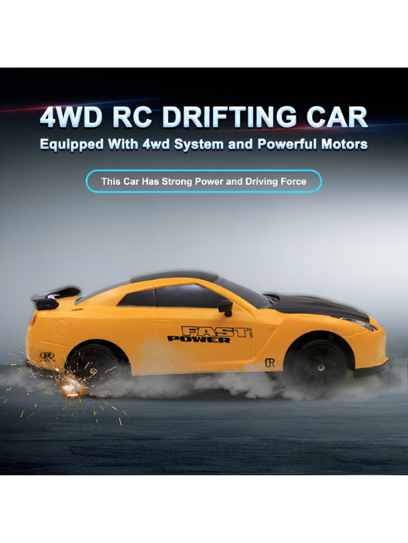 Yellow Remote Control Drift Car High-Speed Racing Car with LED Lights LMI16860.