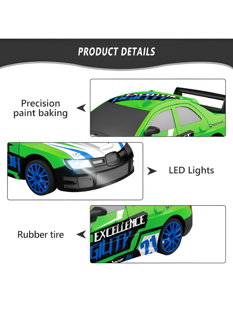 Remote Control Drift Car – 1:24 Scale 2.4GHz High-Speed RC Sports Racing Car with Drift Tires, Rechargeable Battery & Precision Steering for Kids TV6439