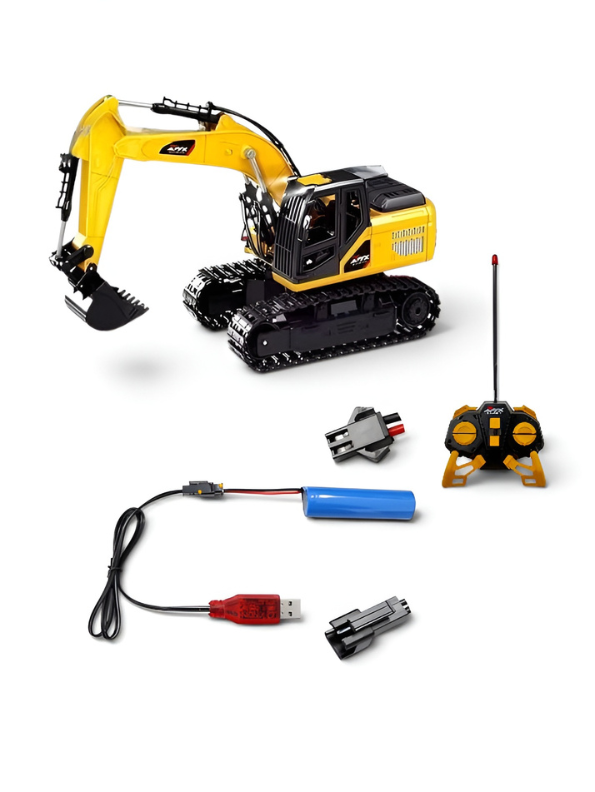 Remote Control Excavator Construction Digger Toy with Rechargeable Battery  Rotating Body TV4219