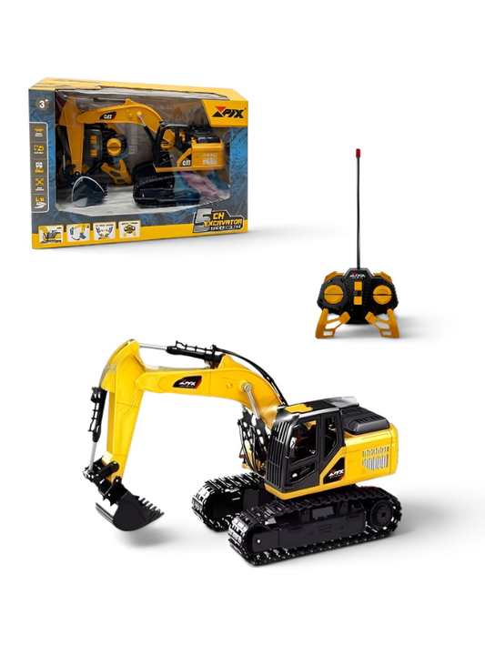 Remote Control Excavator Construction Digger Toy with Rechargeable Battery  Rotating Body TV4219