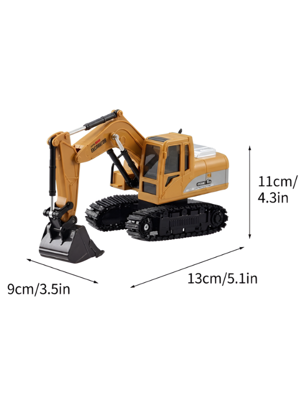 Remote Control Excavator Toy 1:24 Scale– 360° Rotation RC Construction Truck with Lights, Music & Rechargeable Battery for Kids