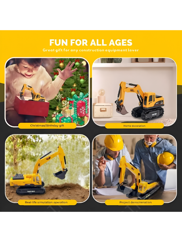RC Excavator Toy – Remote Control Construction Digger Truck with Acrylic Display Case MD541
