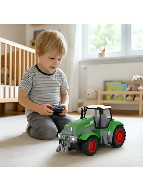 Remote Control Farm Tractor Toy with LED Lights – 27MHz RC Green Farming Truck Vehicle with Rechargeable Battery, Educational Toy for Kids TV4089