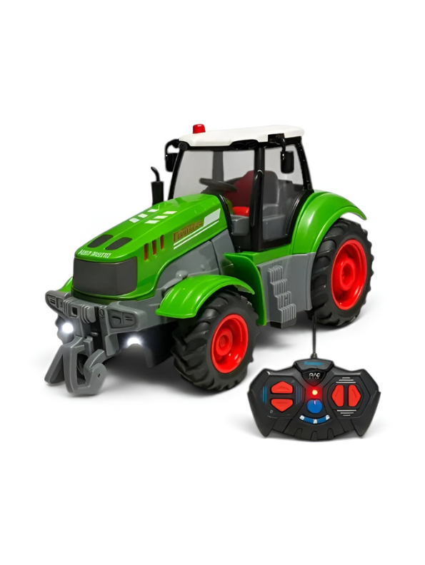 Remote Control Farm Tractor Toy with LED Lights – 27MHz RC Green Farming Truck Vehicle with Rechargeable Battery, Educational Toy for Kids TV4089