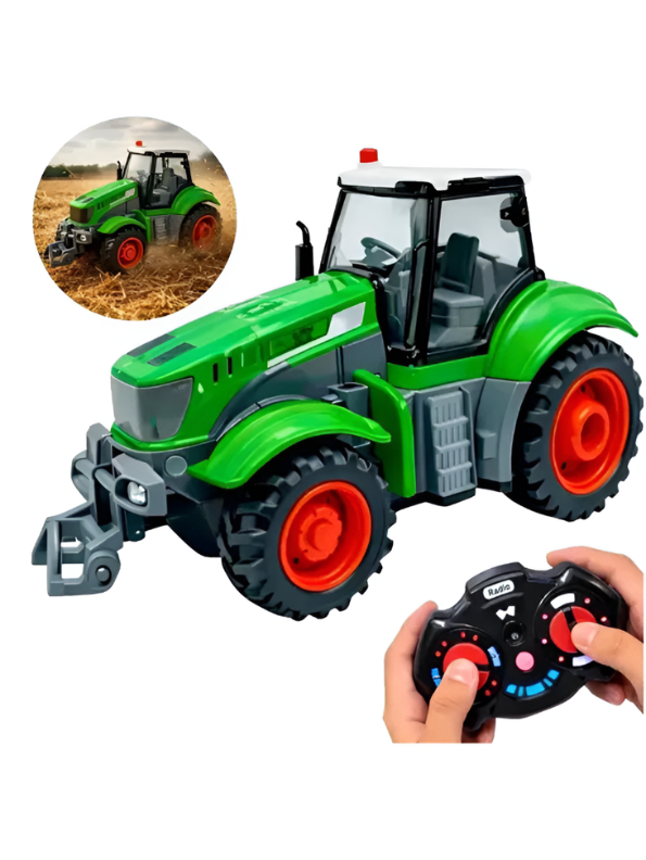 Remote Control Farm Tractor Toy with LED Lights – 27MHz RC Green Farming Truck Vehicle with Rechargeable Battery, Educational Toy for Kids TV4089