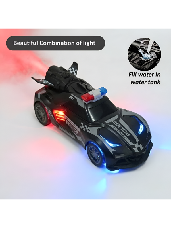 Remote Control Police Car - Black Rechargeable High-Speed RC Toy with Spray Effect TV7275
