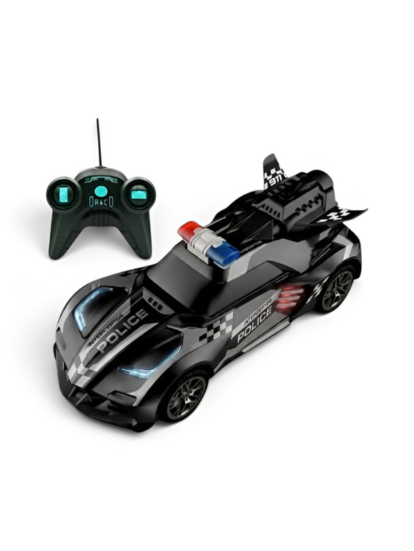 Remote Control Police Car - Black Rechargeable High-Speed RC Toy with Spray Effect TV7275