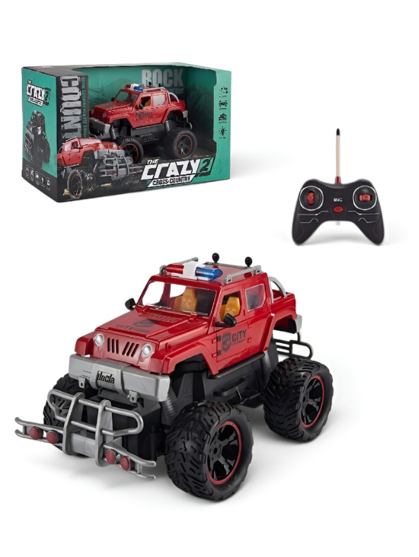 Remote Control Police Off-Road RC Truck | Red High-Speed Monster Toy Car For Kids TV587