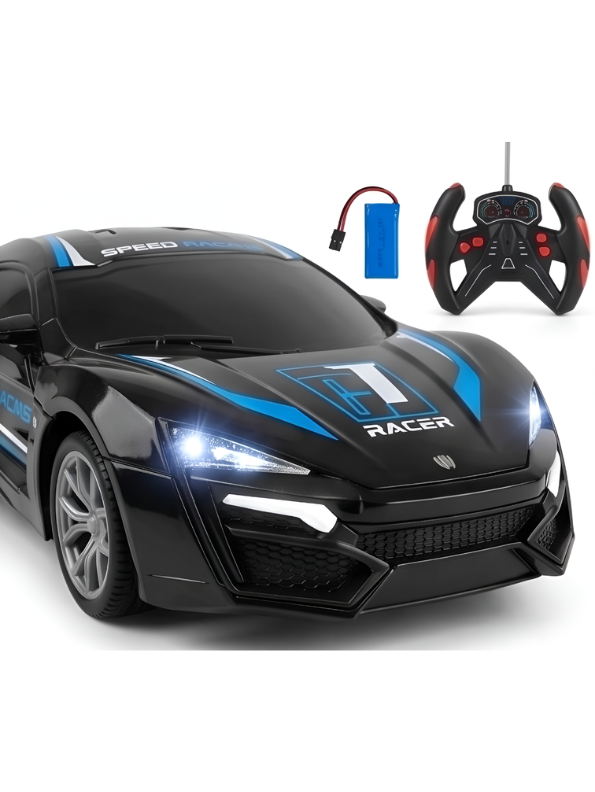 Remote Control Racing Car - High Speed RC Toy Car with Rechargeable Battery, Steering Remote & Working LED Headlights - Electric Drift Car for Kids TV4145