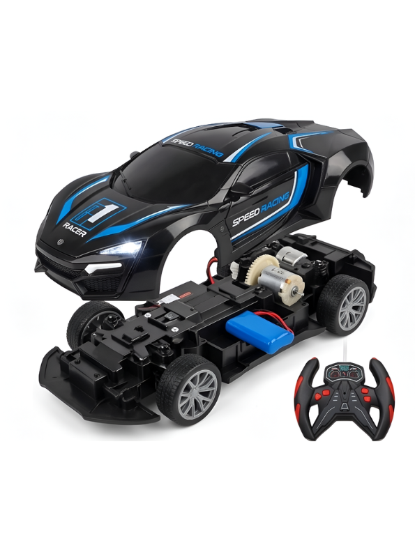Remote Control Racing Car - High Speed RC Toy Car with Rechargeable Battery, Steering Remote & Working LED Headlights - Electric Drift Car for Kids TV4145