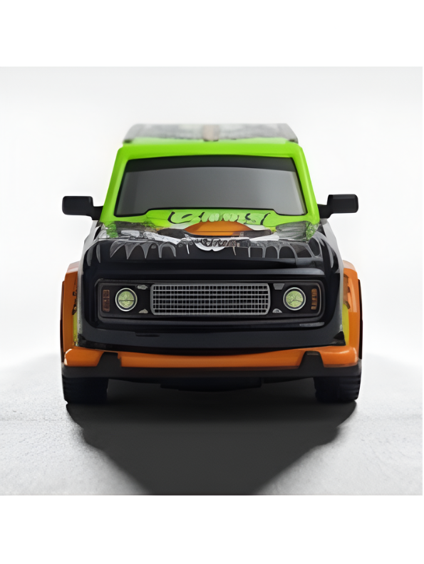 Remote Control Racing SUV Toy Car with Dual-Joystick Transmitter – 3D Graffiti Skull Print Off-Road Vehicle, Green and Orange LMI16907