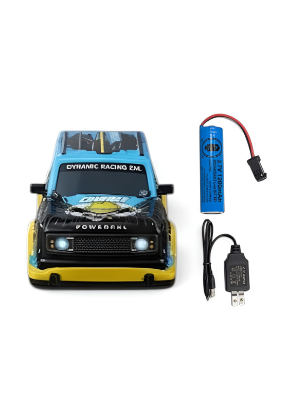 Remote Control Racing SUV Toy Car with Dual-Joystick Transmitter – 3D Graffiti Skull Print Off-Road Vehicle, Blue and Yellow LMI16907